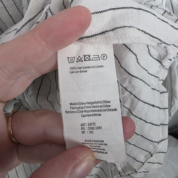 Yest White Black Pinstripe One Button 100% Linen Coastal Lightweight Blazer Sz 6 - Picture 5 of 8